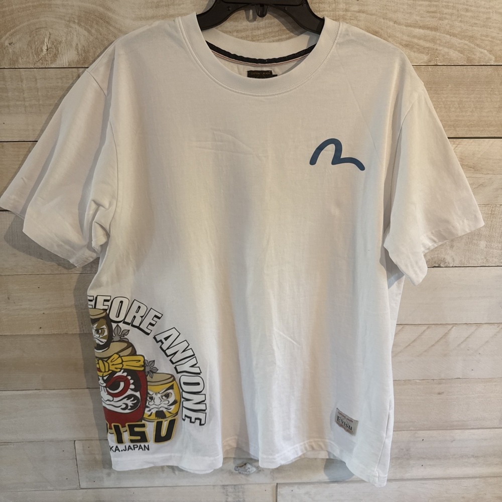 Evisu Before Anyone T Shirt Mens 2XL XXL White Short Sleeve Tee Fast Shipping